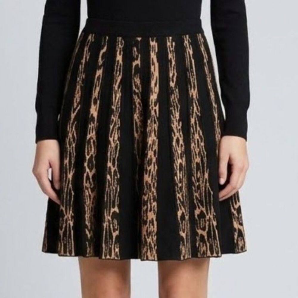 Grace elements black knit mini skirt m animal print black tan animal print knit